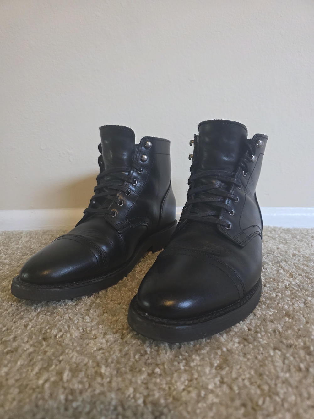 Thursday Captain Black Leather Boots Men size 8.5 wide